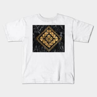 Golden tribal geo - black marble Kids T-Shirt